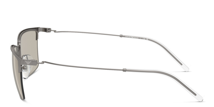 Shop Emporio Armani Logo Half-Rim Square Sunglasses in Gunmetal online.