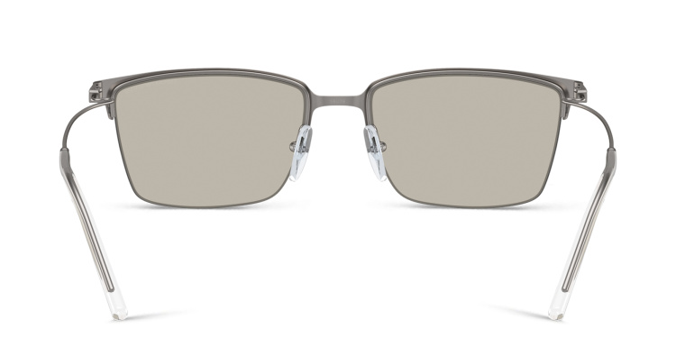 Shop Emporio Armani Logo Half-Rim Square Sunglasses in Gunmetal online.