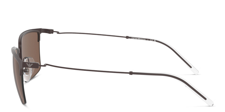 تسوق نظارات شمسية مربّعة بنصف إطار بشعار العلامة امبوريو أرماني بلون بني أونلاين.