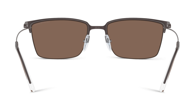 تسوق نظارات شمسية مربّعة بنصف إطار بشعار العلامة امبوريو أرماني بلون بني أونلاين.