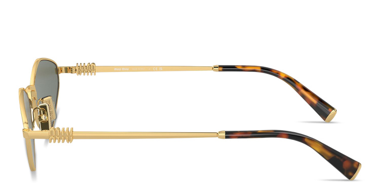 تسوق نظارات شمسية غير منتظمة بشعار العلامة العمودي ميو ميو بلون ذهبي أونلاين.