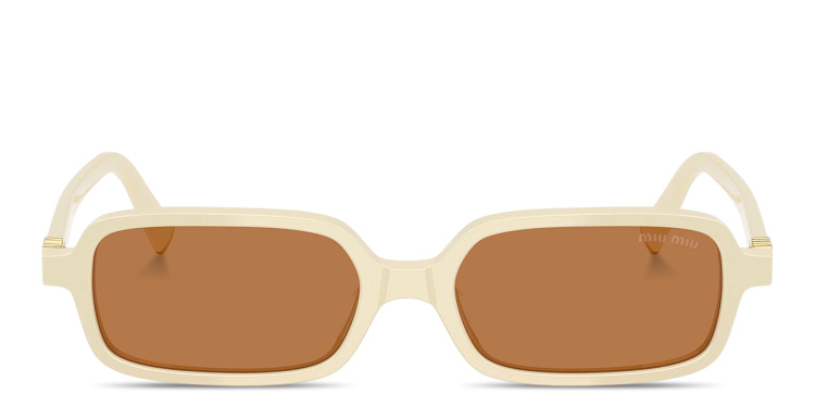 تسوق نظارات شمسية مستطيلة بشعار العلامة العمودي ميو ميو بلون بني أونلاين.