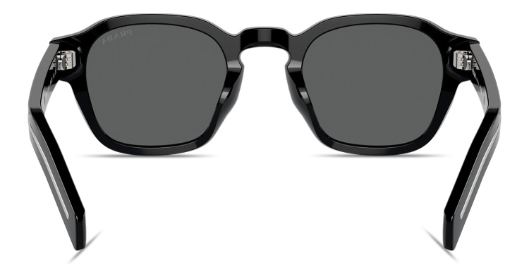 تسوق نظارات شمسية دائرية بشعار العلامة برادا بلون أسود أونلاين.