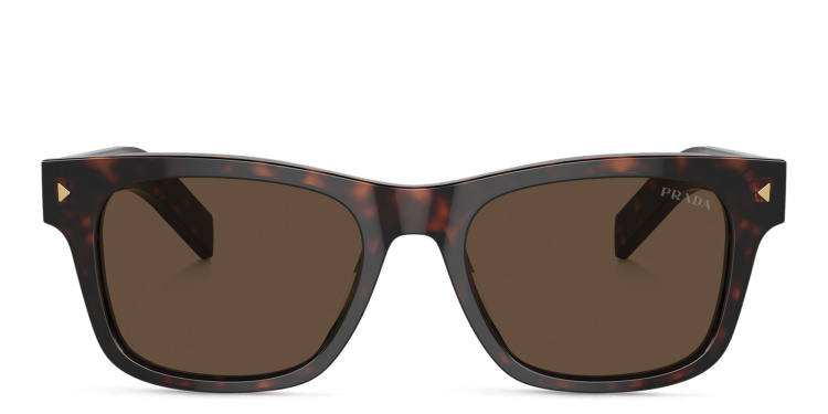 تسوق نظارات شمسية مستطيلة بشعار العلامة برادا بلون تورتويز أونلاين.