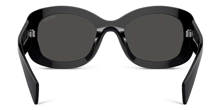 تسوق نظارات شمسية بإطار بيضاوي بشعار العلامة برادا بلون أسود أونلاين.