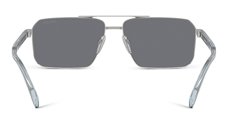 تسوق نظارات شمسية مستطيلة بشعار العلامة برادا بلون فضي أونلاين.