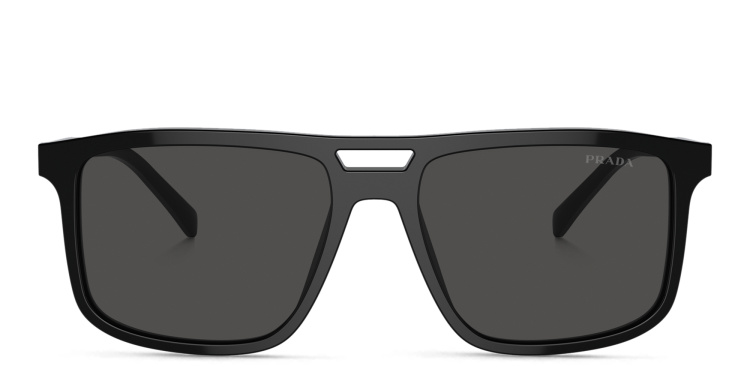 تسوق نظارات شمسية مستطيلة بشعار العلامة برادا بلون أسود أونلاين.