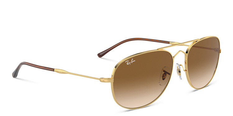 Shop Ray-Ban Bain Bridge Unisex Pilot Sunglasses in Gold online.