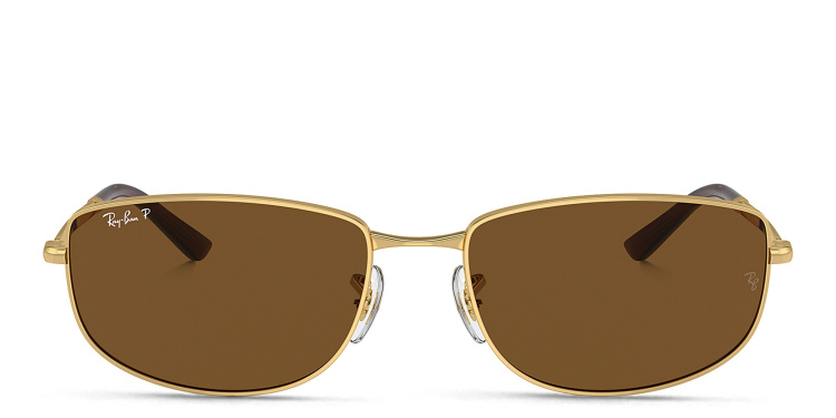 Shop Ray-Ban Logo Unisex Irregular Sunglasses in Gold online.