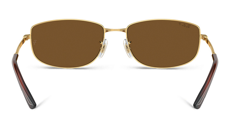 Shop Ray-Ban Logo Unisex Irregular Sunglasses in Gold online.