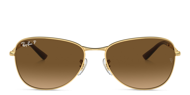 Shop Ray-Ban Logo Unisex Pilot Sunglasses in Gold online.