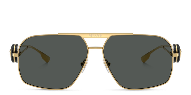 Shop VERSACE Medusa Irregular Sunglasses in Gold online.