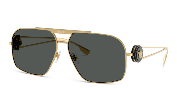 Shop VERSACE Medusa Irregular Sunglasses in Gold online.