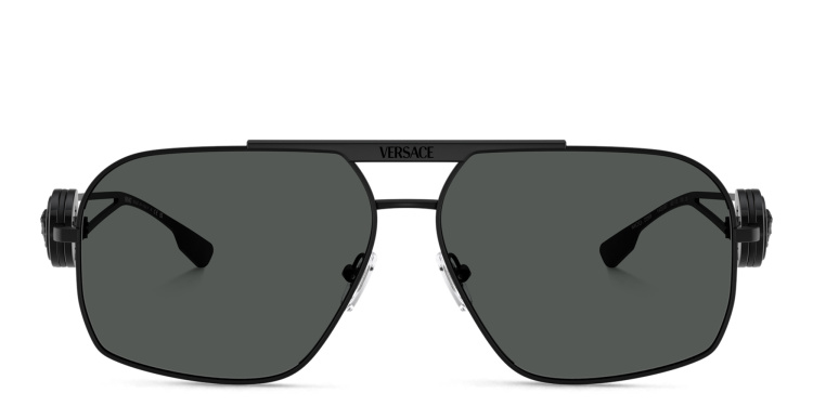 Shop VERSACE Medusa Irregular Sunglasses in Black online.