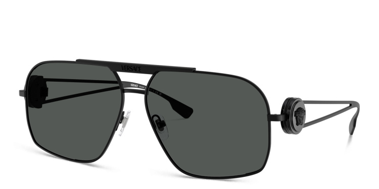 Shop VERSACE Medusa Irregular Sunglasses in Black online.