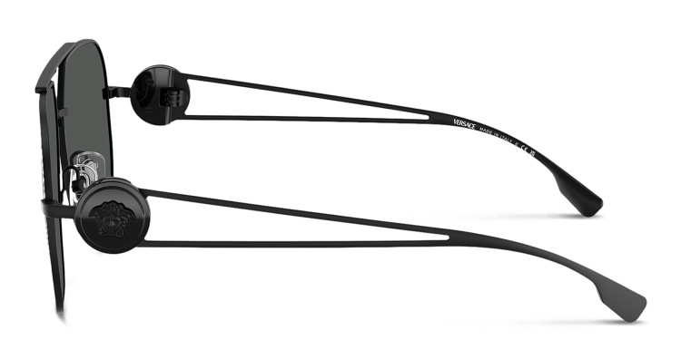 Shop VERSACE Medusa Irregular Sunglasses in Black online.