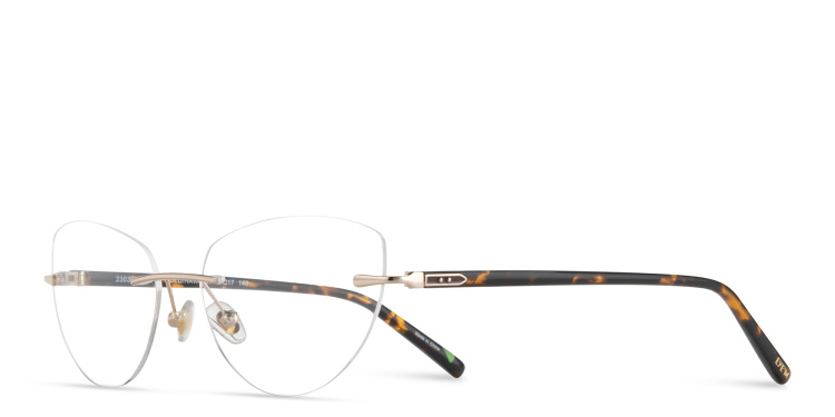 Shop EYE'M Rimless Wide Cat-Eye Eyeglasses in Havana online.
