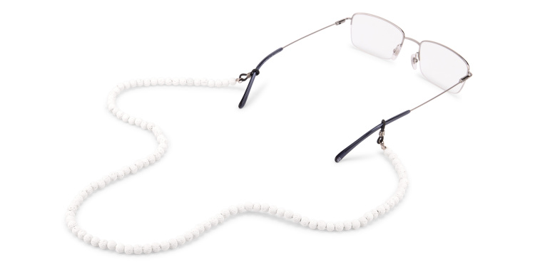 Shop The RICCI DISTRICT Lava Stone Unisex Glasses Chain in White online.