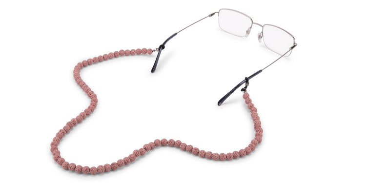 Shop The RICCI DISTRICT Lava Stone Unisex Glasses Chain in Rose online.