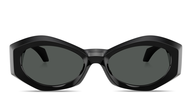 Shop VERSACE Medusa Plaque Irregular Sunglasses in Black online.