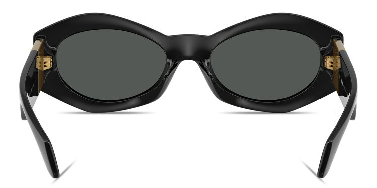 Shop VERSACE Medusa Plaque Irregular Sunglasses in Black online.