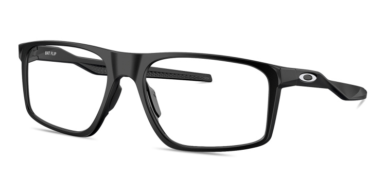 Shop Oakley Bat Flip Wide Rectangle Eyeglasses in Black online.