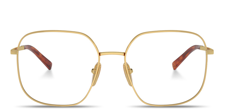 تسوق نظارات طبية مربّعة واسعة بالشعار المنقوش برادا بلون ذهبي أونلاين.