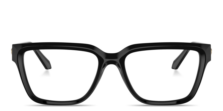 Shop VERSACE Medusa Rectangle Eyeglasses in Black online.
