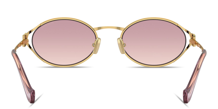 تسوق نظارات شمسية بيضاوية بالشعار العامودي ميو ميو بلون ذهبي أونلاين.