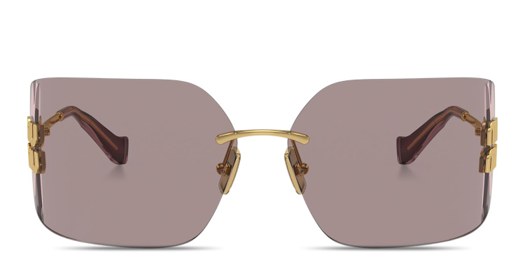 تسوق نظارات شمسية رانواي واسعة غير منتظمة بدون إطار ميو ميو بلون ذهبي أونلاين.