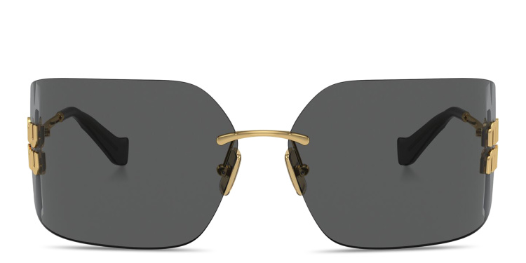 تسوق نظارات شمسية رانواي واسعة غير منتظمة بدون إطار ميو ميو بلون ذهبي أونلاين.