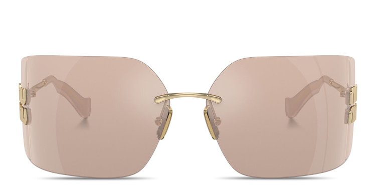 تسوق نظارات شمسية رانواي واسعة غير منتظمة بدون إطار ميو ميو بلون ذهبي أونلاين.