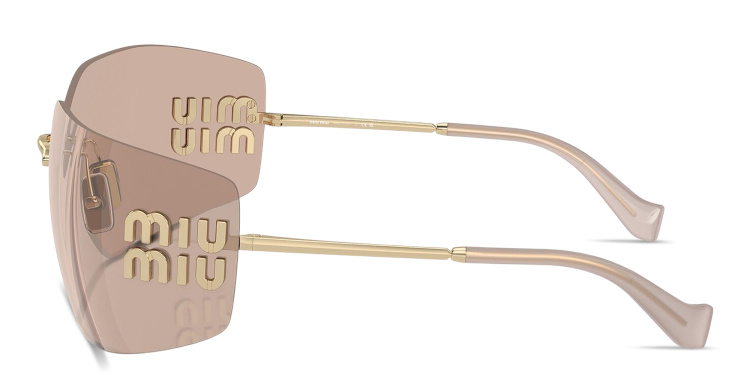 تسوق نظارات شمسية رانواي واسعة غير منتظمة بدون إطار ميو ميو بلون ذهبي أونلاين.