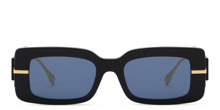 Shop FENDI Fendigraphy Rectangle Sunglasses in Black online.