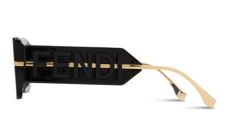 Shop FENDI Fendigraphy Rectangle Sunglasses in Black online.