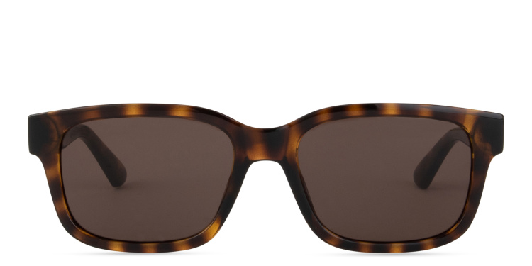 Shop GUCCI Logo Lettering Rectangle Sunglasses in Havana online.
