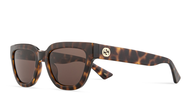 Shop GUCCI GG Logo Cat-Eye Sunglasses in Havana online.
