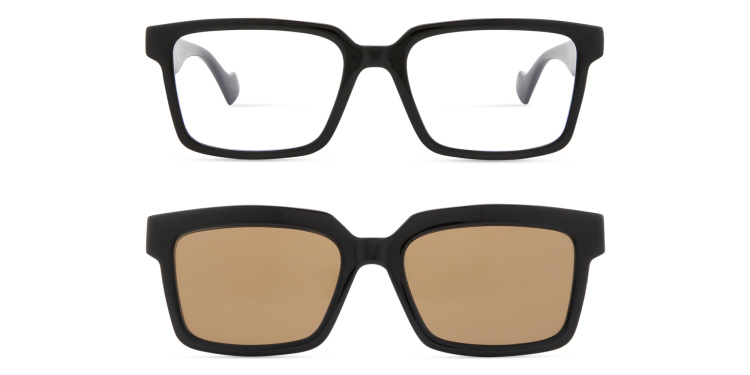 تسوق نظارات طبية كليب أون بإطار مربّع بشعار العلامة غوتشي بلون أسود أونلاين.