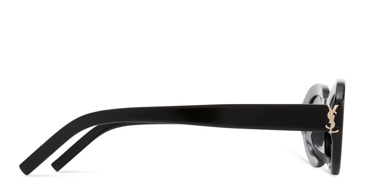 Shop SAINT LAURENT YSL Logo Oval Sunglasses in Black online.