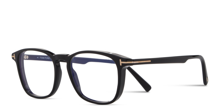 Shop TOM FORD T Logo Square Eyeglasses in Black online.