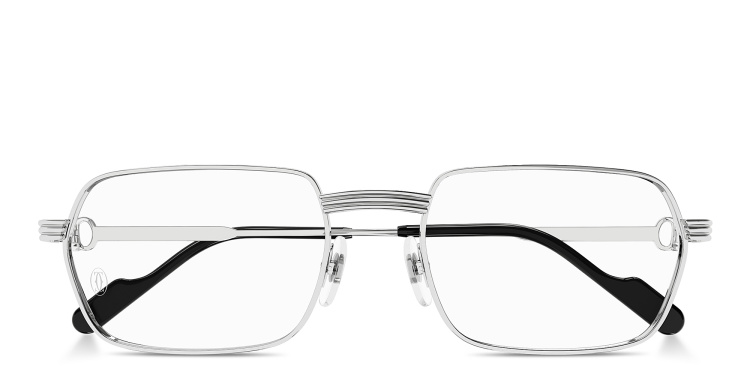 Shop Cartier Première de Cartier Wide Rectangle Eyeglasses in Silver online.