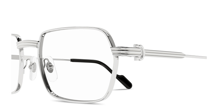 Shop Cartier Première de Cartier Wide Rectangle Eyeglasses in Silver online.