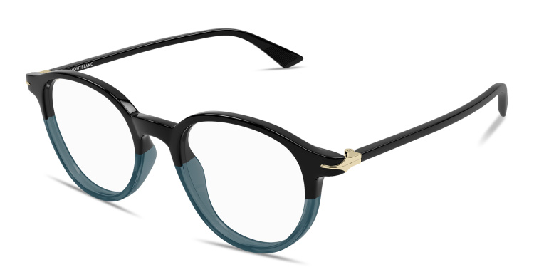 Shop MONTBLANC Nib Round Eyeglasses in Black online.