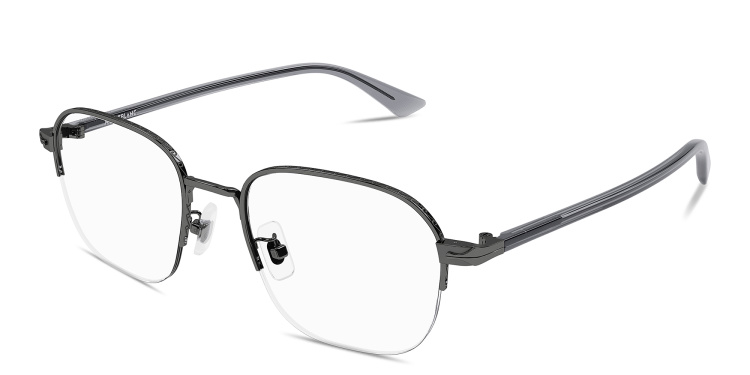 Shop MONTBLANC Nib Half-Rim Square Eyeglasses in Gunmetal online.