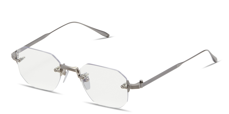 Shop AKONI Juno-One Unisex Rimless Irregular Eyeglasses in Silver online.
