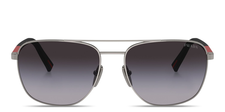 تسوق نظارات شمسية بيضاوية بشعار العلامة برادا لينيا روسا بلون رصاصي أونلاين.