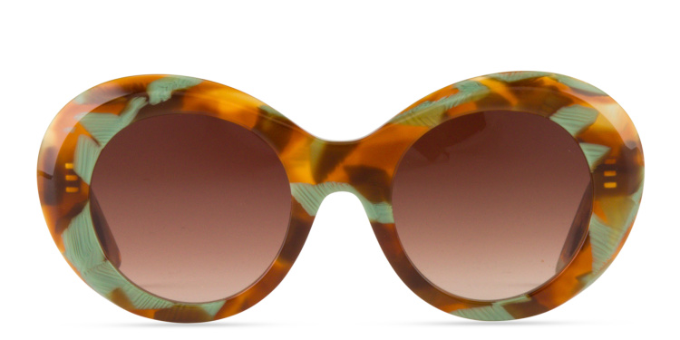 Shop THIERRY LASRY Pulpy Round Sunglasses in Green online.