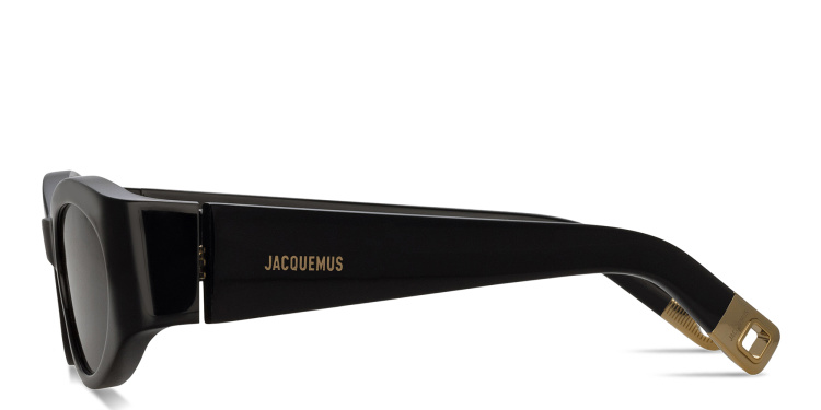 Shop JACQUEMUS Ovalo Oval Sunglasses in Black online.