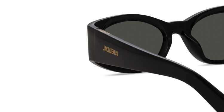 Shop JACQUEMUS Ovalo Oval Sunglasses in Black online.