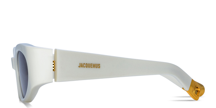 Shop JACQUEMUS Ovalo Oval Sunglasses in White online.